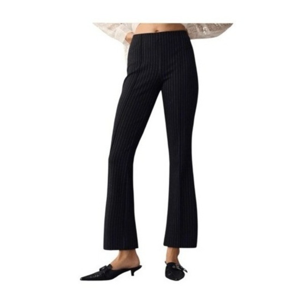 Mauve Anthropologie Margot Stripe Kick-Flare Trousers Navy XXSP